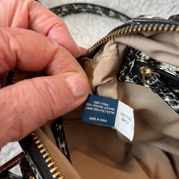 Cole Haan Leather bag Satchel or Crossbody  Snake  Embossed Cream & Black - Picture 9 of 13